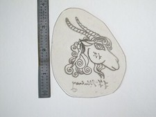 vtg 1960s 70s Tattoo Flash acetate stencil Capricorn and Girl signed Zodiac ZOD1