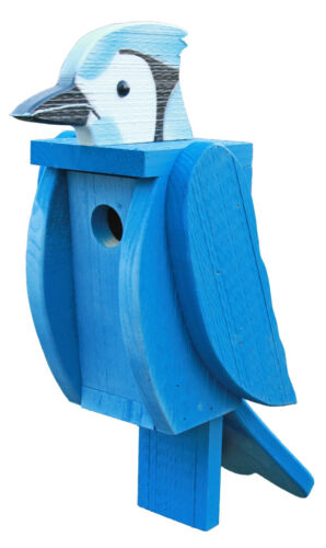Totonto Blue Jay Birdhouse - Large Solid Wood Amish Handmade Bird House Usa