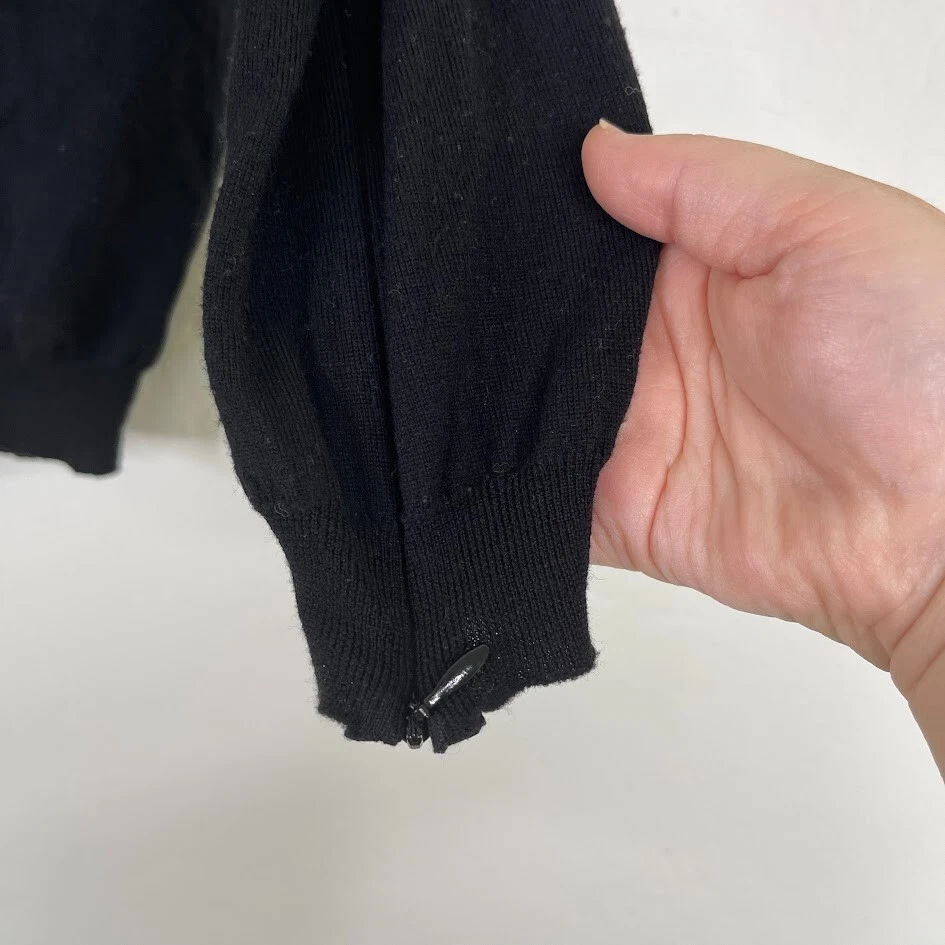 Cárdigan Suéter Nina Ricci Mujer Lana Seda Abotonado Talla M Negro Cápsula Cremallera Foto 4 de 4