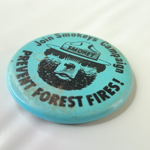 Smokey The Bear Prevent Forest Fires! Join Smokey's Campaign Pin Button NOS New - Picture 5 of 7