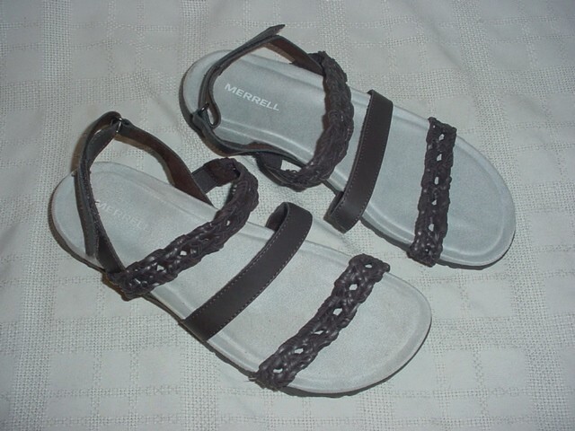 MERRELL 'Terran Braid' sandali con slingback in pelle marrone espresso taglia 10