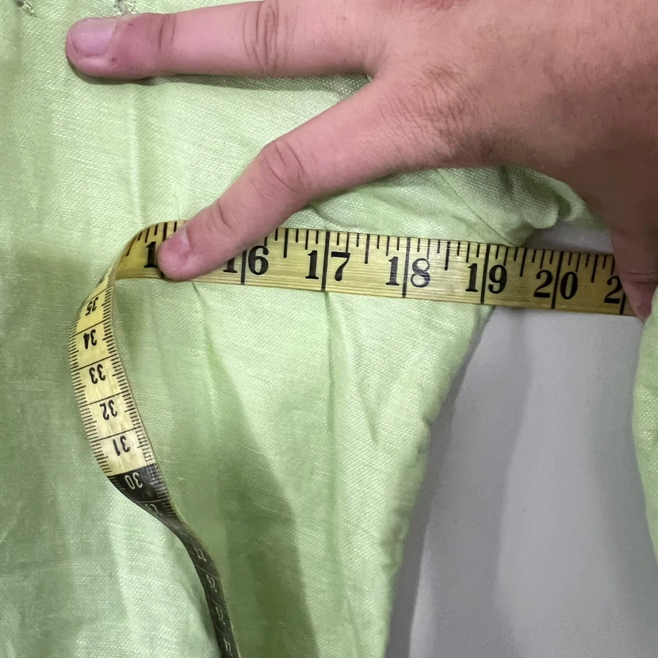 Classic Elements Womens Shirt Size 10P Green Beaded Sequin Linen Blend - Image 4 of 4