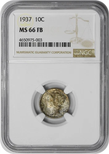 1937 Mercury Silver Dime MS66FB NGC