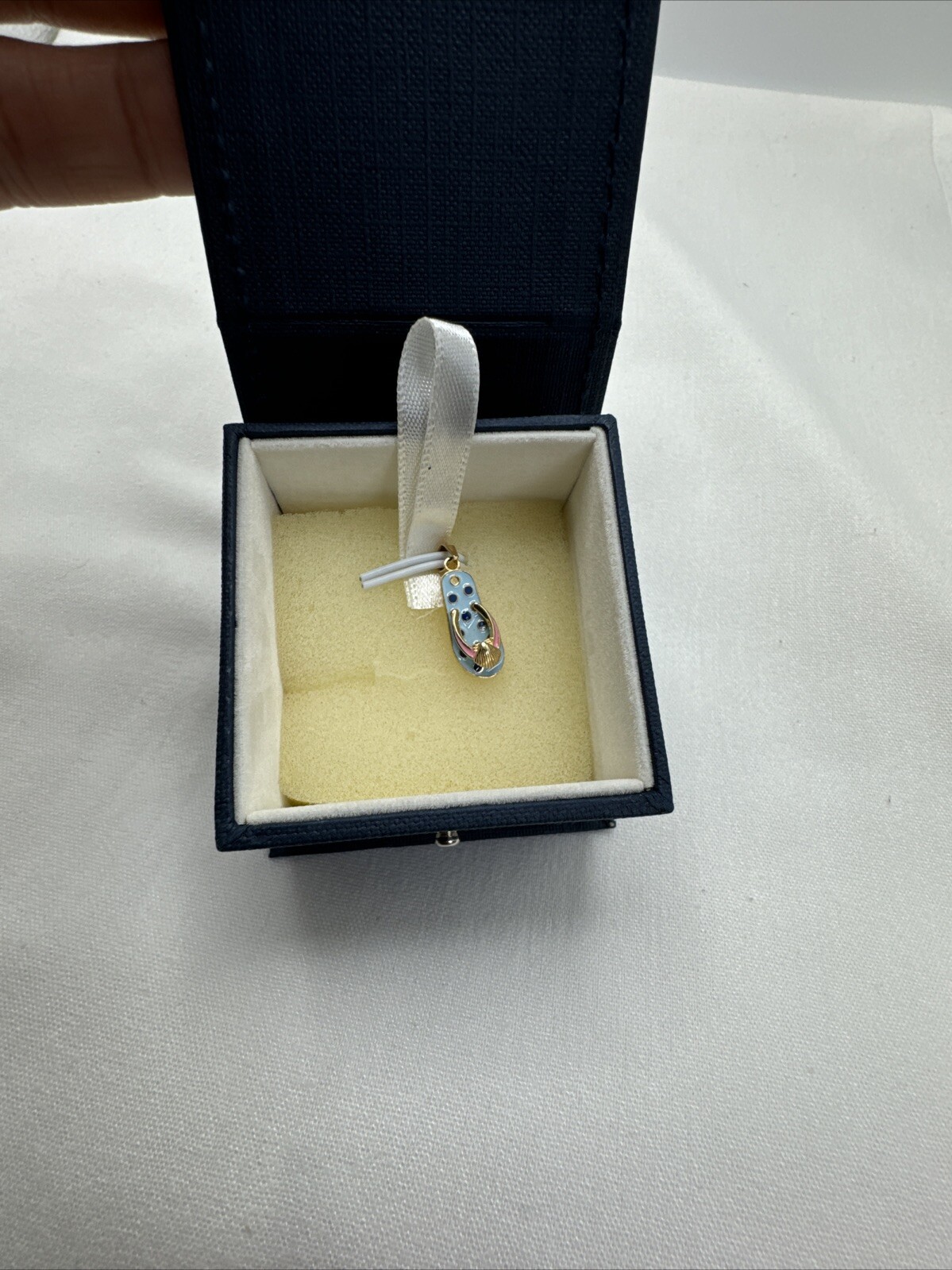 14K Yellow Gold Shell Blue Polka Dot Hawaiian Fli… - image 11