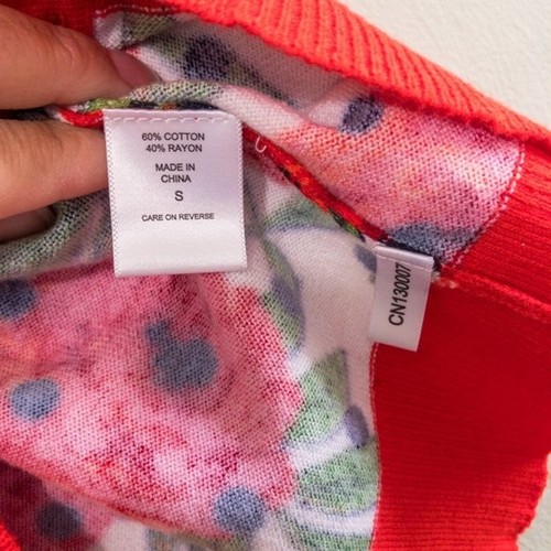 Maglione cardigan floreale Seventh Avenue Preppy leggero donna S rosso e bianco - Foto 6 di 7