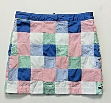 Vineyard Vines Girls Size 12 Patchwork Seer Sucker Skirt Lined Adjustable Waist
