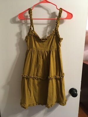Urban Outfitters moss green ruffle tie back dress Womens XS