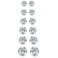 2pcs Women's Girls 925 Sterling Silver Sparking 5A Cubic Zirconia Studs Earrings