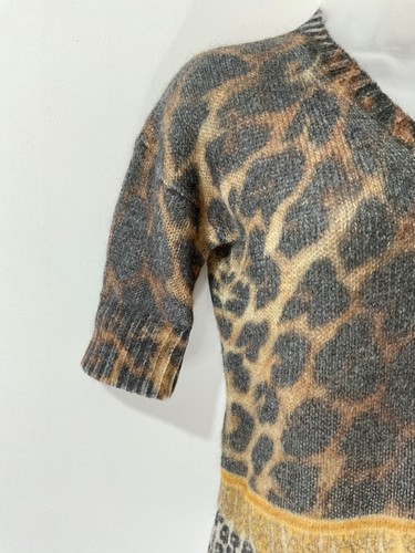 Versace Versus Wool Mohair Blend Brown Animal Print Uk 8-10 VGC - Picture 7 of 22