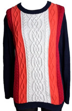 Fisherman Sweater Cable Knit Crew Neck Tommy Hilfiger Women's M 0144967 90s
