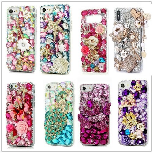 Girl Bling Rose Rhinestone Rubber Back Phone Case For iPhone 15 Pro 14 13 12 11 - Picture 1 of 15