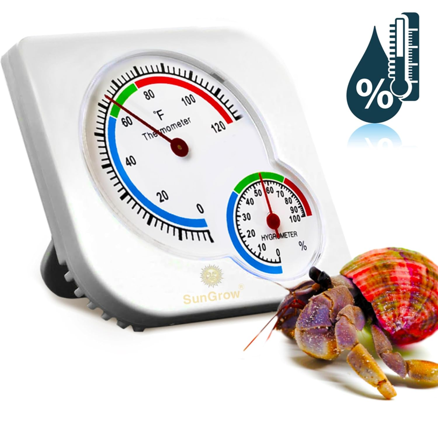 Sungrow Hermit Crab Thermometer & Hygrometer for Terrariums and Reptile