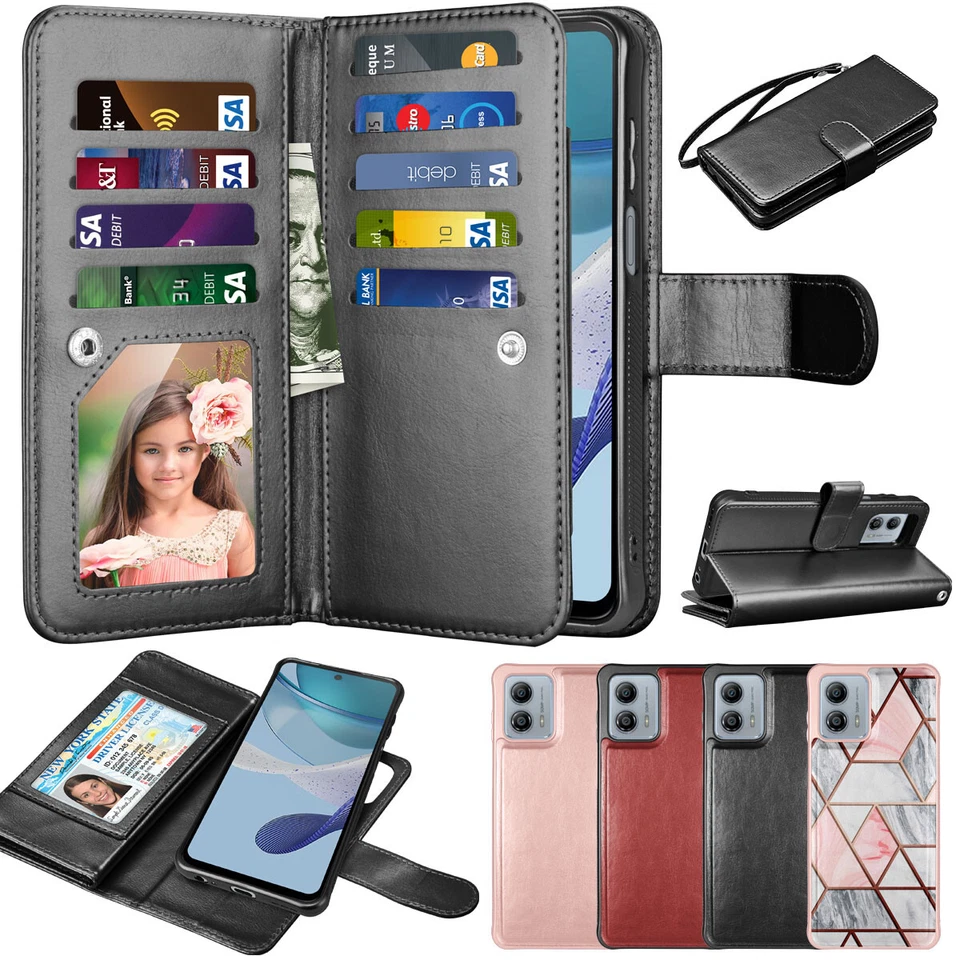 Funda billetera de cuero para teléfono Moto G Stylus/G Power/G Play G 5 2024 Foto 2 de 4