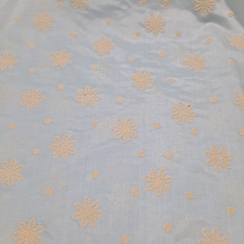 Vintage Blue Flocked Snowflake Satin Fabric 36"x 44" Christmas Holiday Dress - Picture 5 of 5