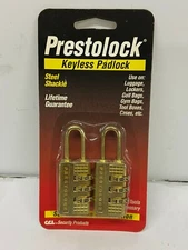 Prestolock Steel Shackle Keyless Combination Padlocks Color Gold (2 Locks)