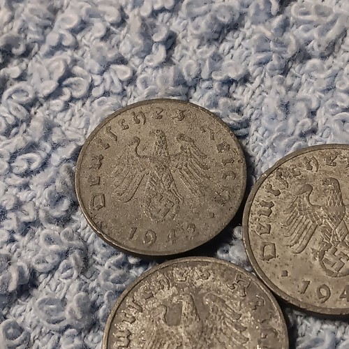 3 Damaged World War 2 1 Reichspfennig ,Germany , See Photos!! - Picture 9 of 17