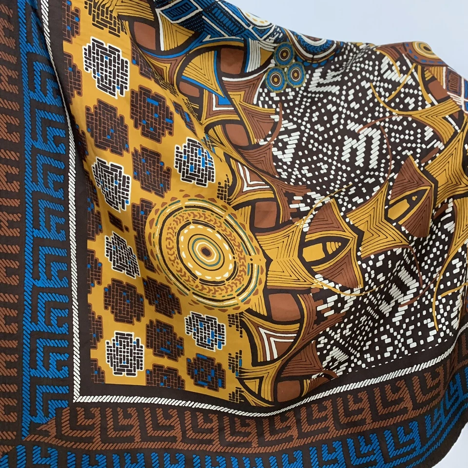 ADRIENNE LANDAU STUDIO GEOMETRIC BROWN SQUARE silk scarf  35/34 in #A55 - Image 2 of 3