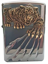 Zippo Lighter Windproof  Tiger Claw BK, Free Shipping, 6 Flints Free, New in Box