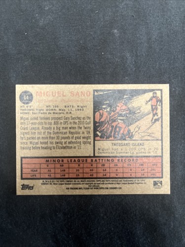 Miguel Sano SIGNED 2011 Topps Heritage Minor League Edition - (RC) AUTO TWINS - Picture 2 of 2