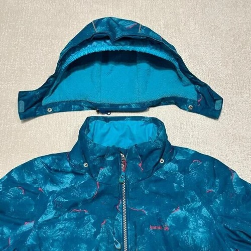 Kamik Ski Snow Boarding Jacket Girls 16 Insulated Ink Splatter Print Blue - Picture 14 of 16