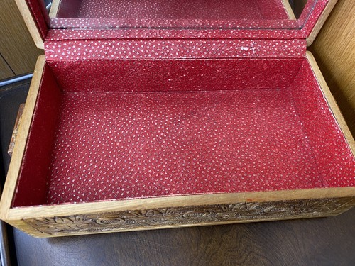 Vintage Jewelry Box ~ Hand Crafted Wooden W/ Scenic Image and Mirror - Picture 4 of 12