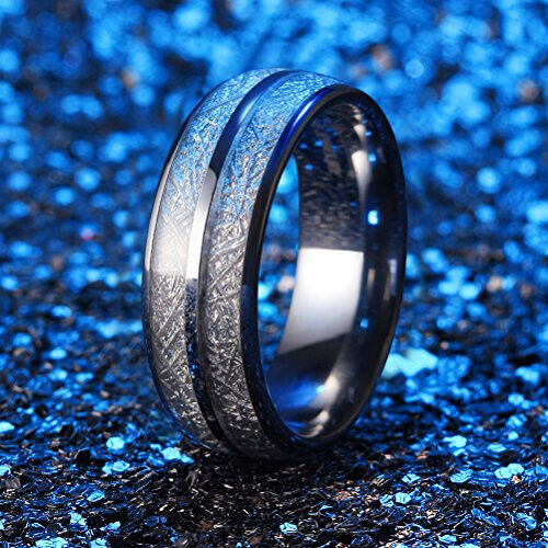eBay Ehering Herren Frauen. 8 mm Silber Wolfram Hochzeitsband Doppelmeteorit - Bild 5 von 9
