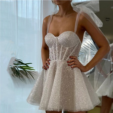 Sparkling Short Mini Dress Evening Dresses Spaghetti Straps Party Ball Gowns