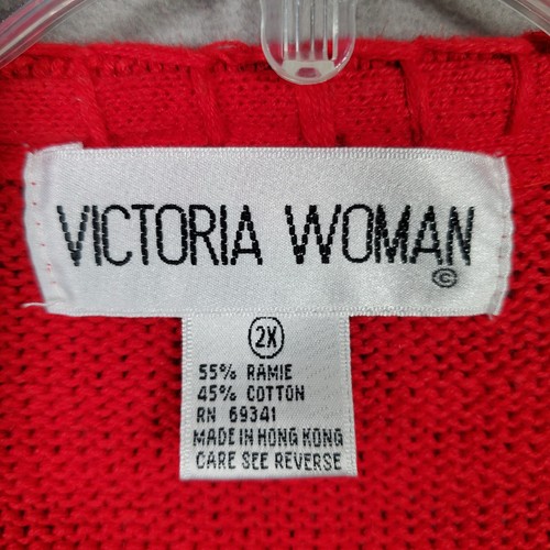 Gilet Maglione Vintage Victoria Donna Vacanze 2X Rosso Ricamato Schiaccianoci Natale - Foto 6 di 9