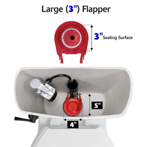 Toilet Flapper 3 in Rubber Universal Fit High Performance Adjustable Red 2 Pack - Picture 4 of 6