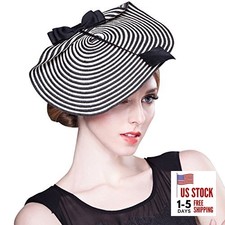 Lawliet Fashion Cupid Zebra Womens Dress Fascinator Straw Hat A003 Black and