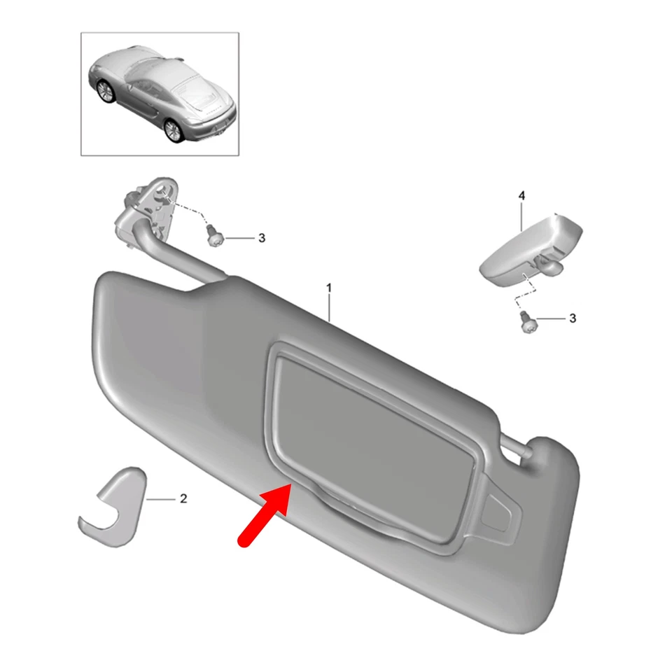 Espejo de tocador con visera de sol original para Porsche Boxster Cayman (981) 2013-2016 Foto 3 de 4