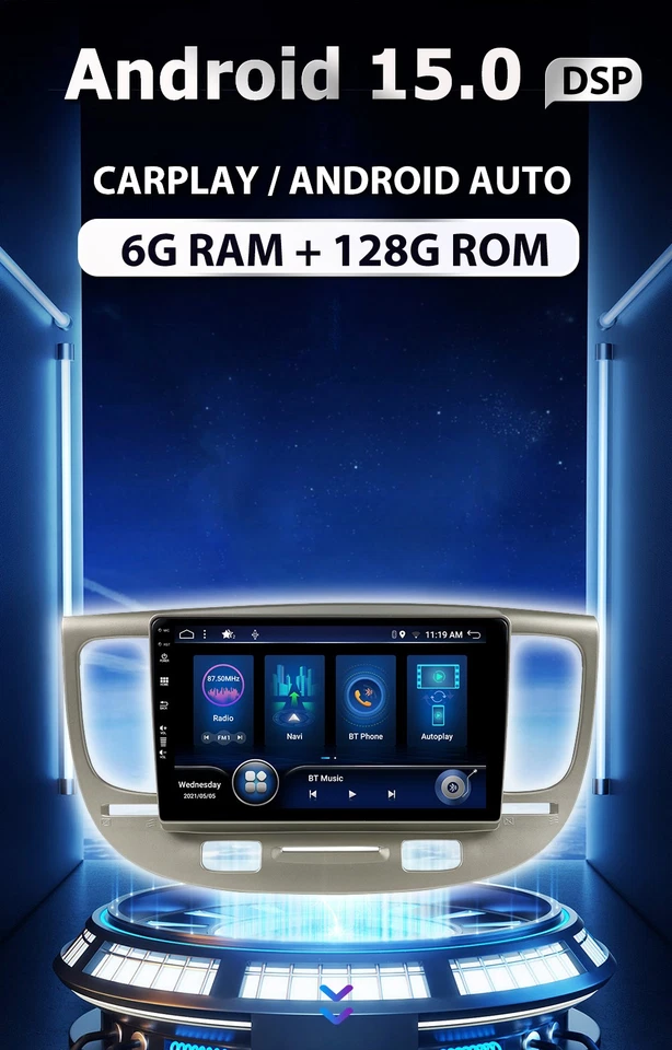 Für Kia Rio 2 2005-2011 Car Play Android 15 Autoradio GPS Navi AHD💥6GB+128GB💥 - Bild 3 von 4