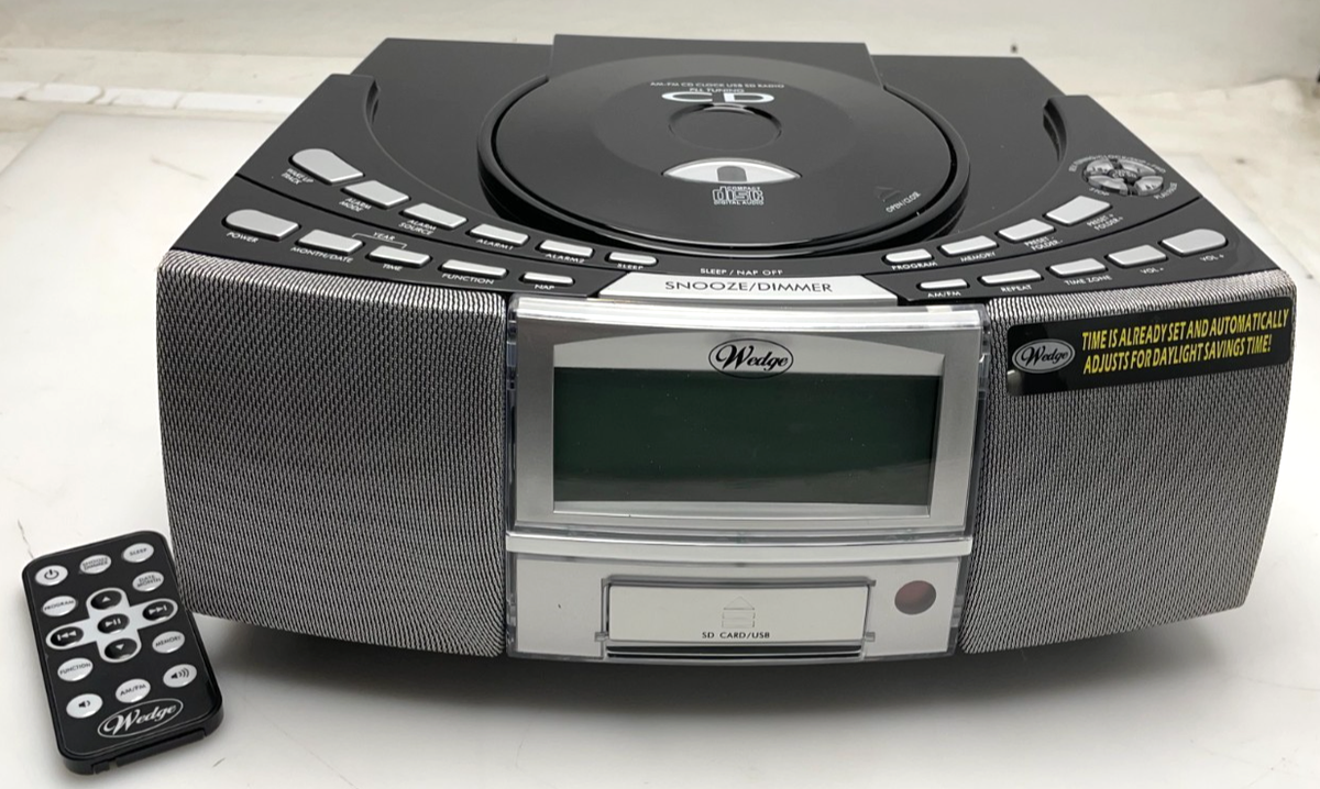 Wedge A4116 CD Player USB SD AM/FM Alarm Clock Radio Tested w