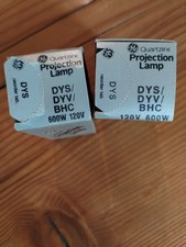 Two GE DYS/DYV/BHC 120V 600W Quartzline Projection Lamps