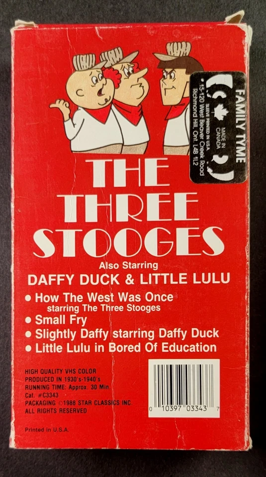 The Three Stooges (VHS, 1988) Family Tyme Cartoons From 1939, 1944, 1946 & 1965 - Image 2 of 4