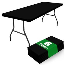 Spandex 6 Foot Rectangle Table Cloth 6 Pack, 72" x 30" Rectangular Black