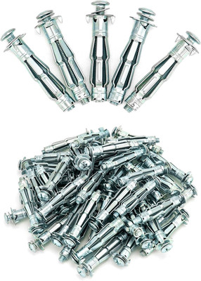 50 Pack M6x52mm Hollow Wall Anchors 2in Zinc Drywall Plaster Tile Screws Set Kit