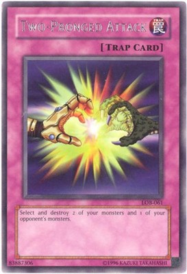 Yu-Gi-Oh Card - LOB-061 - TWO PRONGED ATTACK (rare) - NM
