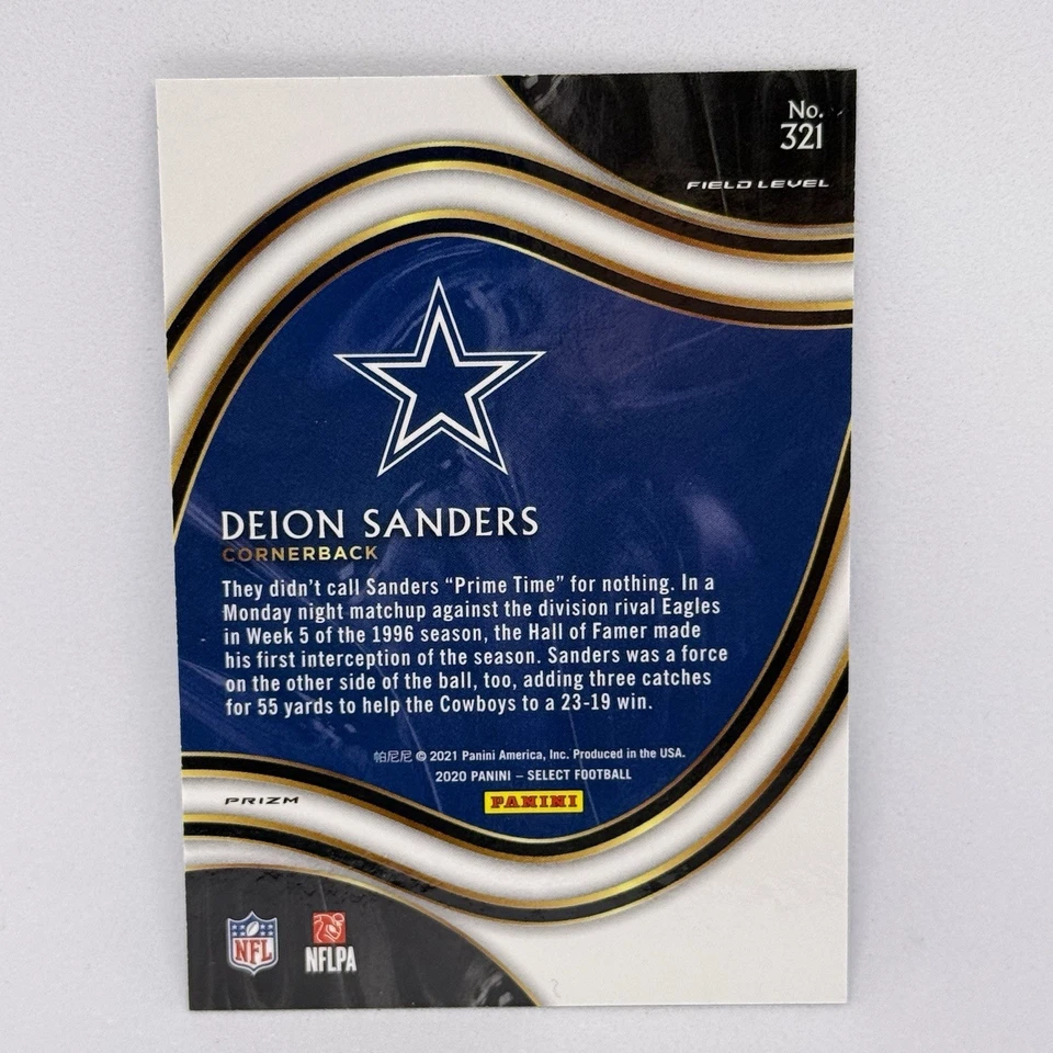 2020 Panini Select DEION SANDERS FIELD LEVEL SILVER PRIZM #321 Cowboys RARE SP - Image 2 of 2