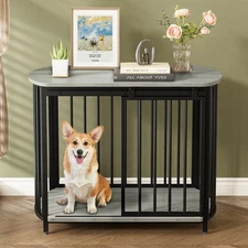 Heavy Duty Dog Crate 31.5" Indoor Kennel Wooden Cage End Table Pet Furniture