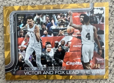 Topps 2025-26 De'Aaron Fox Victor Wemby New Duo Excels #300 Gold Refractor 21/50
