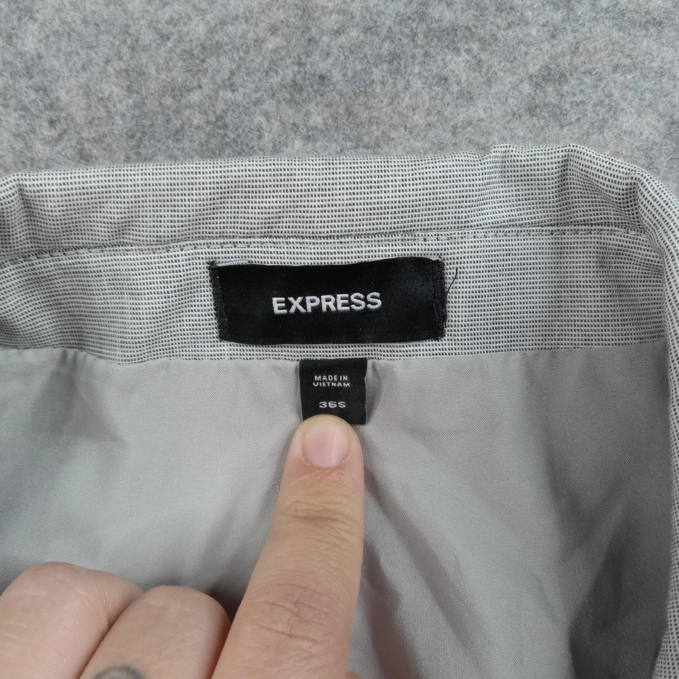 Express Blazer Mens 36S Gray Two Button Notch Lapel Made in Japan Suit Jacket - Image 3 of 4