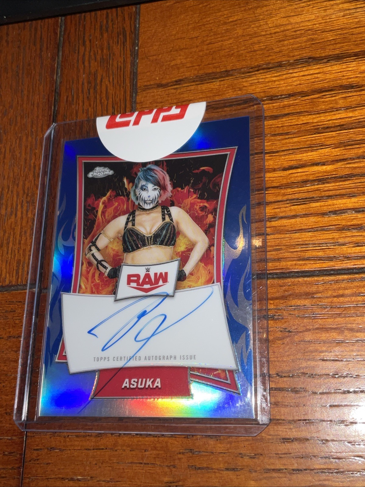 2025 Topps Chrome WWE - Red Brand Autographs Asuka #RBA-ASU Blue Refractor /150