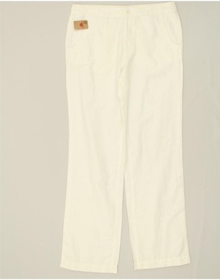 KAPPA Womens Perfect Fit Straight Casual Trousers Large W33 L33  Off White AX47