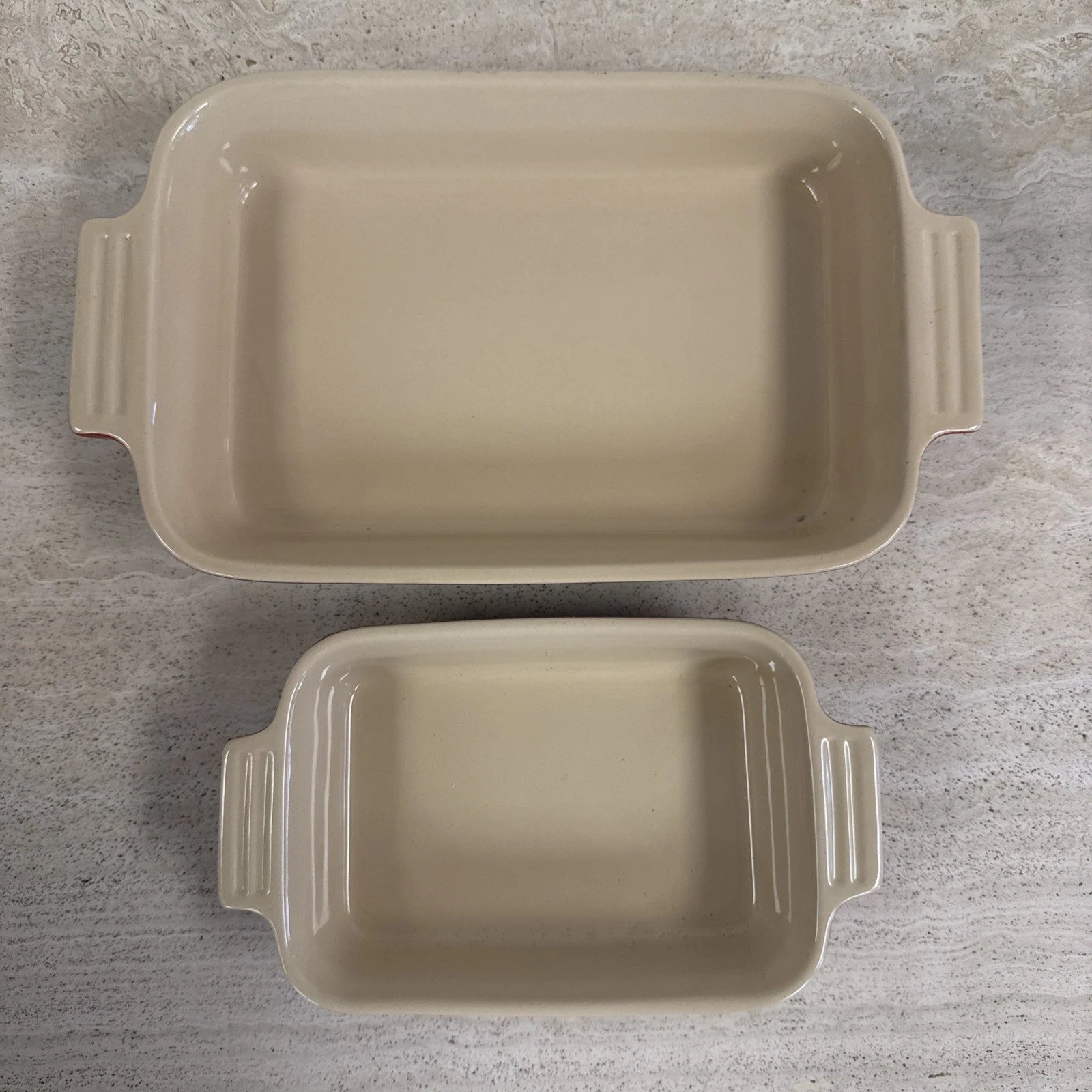 Le Creuset Set Red Ombré Stoneware Rectangular Casserole Baking Pan Dish