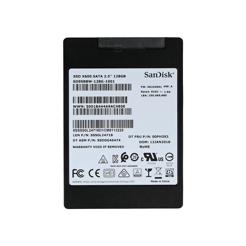 2x 128GB SanDisk SATA SSD 2.5" X600, SATA 6Gb/s - SD9SB8W-128G-1001 - Bild 2 von 2