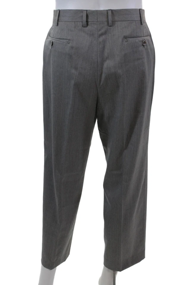Bloomingdales The Mens Store Mens Wool Zippered Dress Pants Gray Size 34 - Image 3 of 4