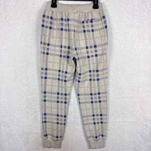 VTG Champion Reverse Weave Mens M Beige Plaid Fleece Jogger Sweatpants Y2K 90s - Picture 5 of 11