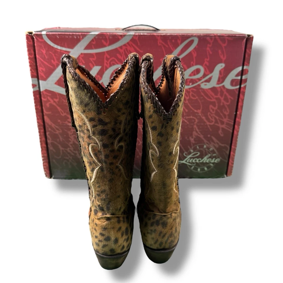 Botas de cuero hechas a mano Lucchese camel tostado guepardo M5040.S52F Cassie EE. UU. 6,5 NUEVAS CON CAJA Foto 4 de 4