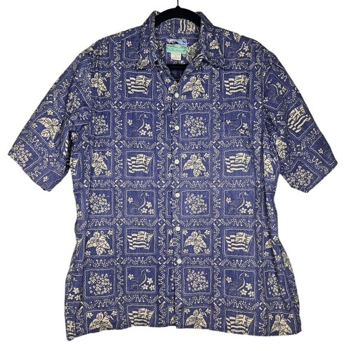 Reyn Spooner L Baumwolle Kurzarm Hawaiihemd mit Knopfleiste Lahaina Sailor